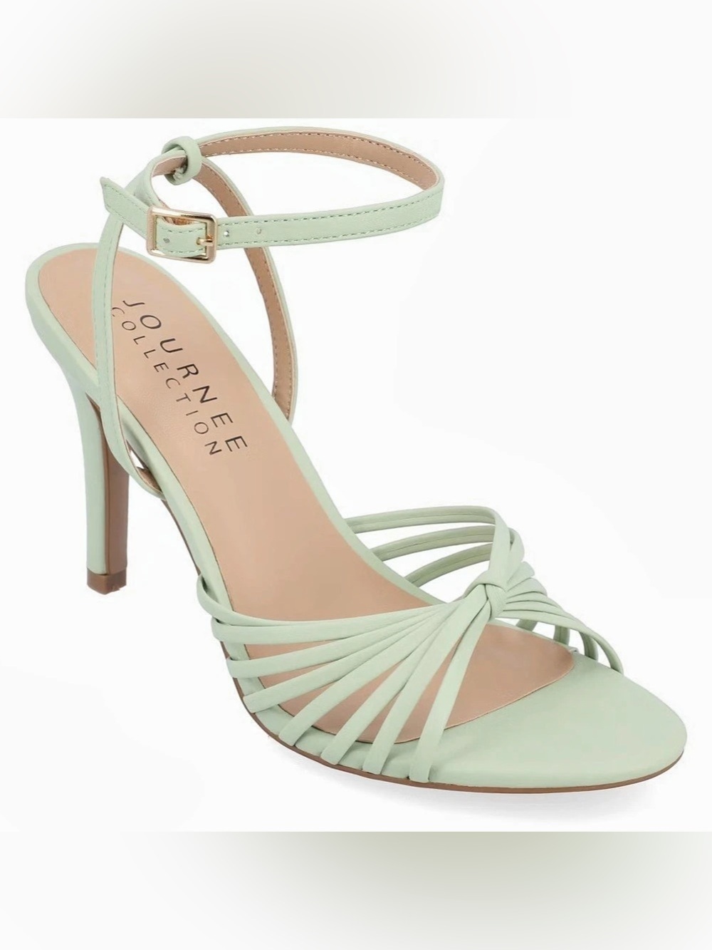 Journee Collection Women's Vanita Multi Strap Stiletto Open Toe Pumps Sage 9.5